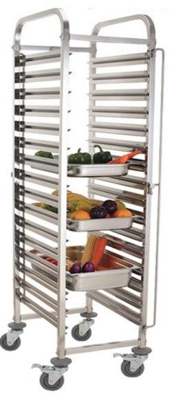 15  TIER GASTRONORM TRAY-STAINLESS STEEL TROLLEY