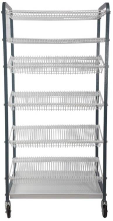 CROCKERY RACK 400 PIECE MOBILE 152 LARGE PLATES+152 SMALL PLATES 2 CUP RACK