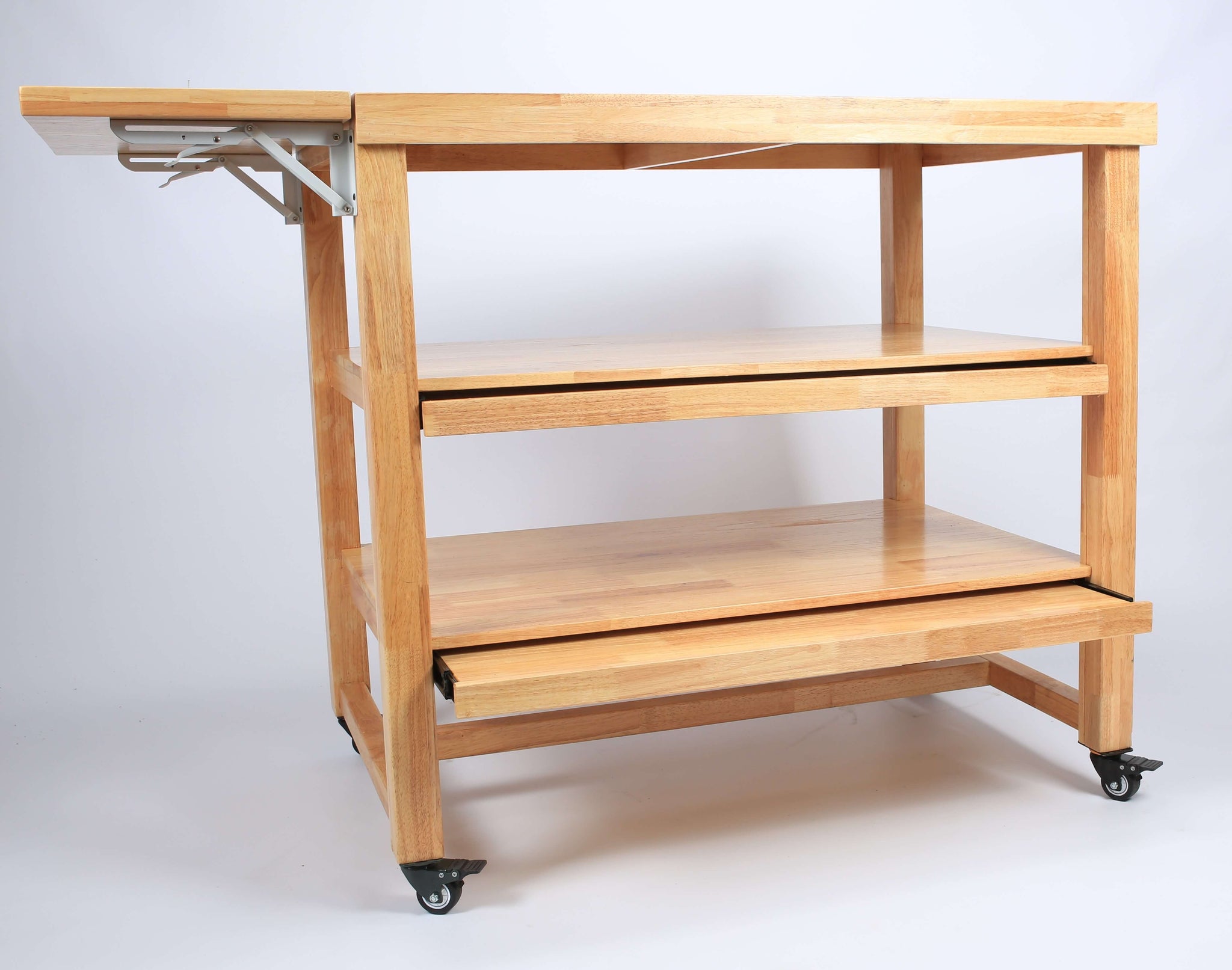MOBILE WOODEN BUFFET DISPLAY TROLLEY  3 TIER