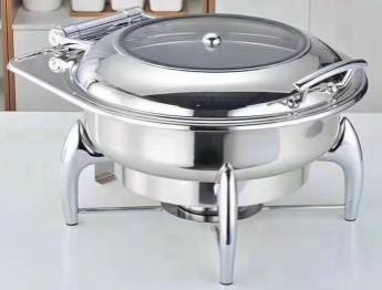 CHAFFING DISH ROUND ON STAND GLASS LID