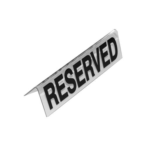 RESERVED" TABLE SIGN PLASTIC - CLEAR