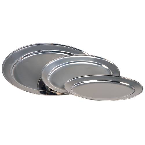 SERVING PLATTER OVAL S/STEEL - 500MM