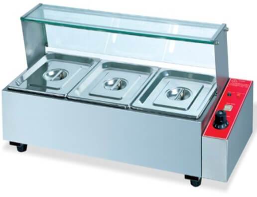 TABLE MODEL BAIN MARIE C/W SNEEZEGUARD - INCLUDES 3 X 1/2 INSERTS+LIDS
