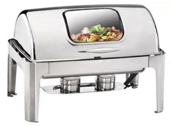 ECONOMY ROLL TOP RECTANGULAR CHAFER - WITH GLASS VISION