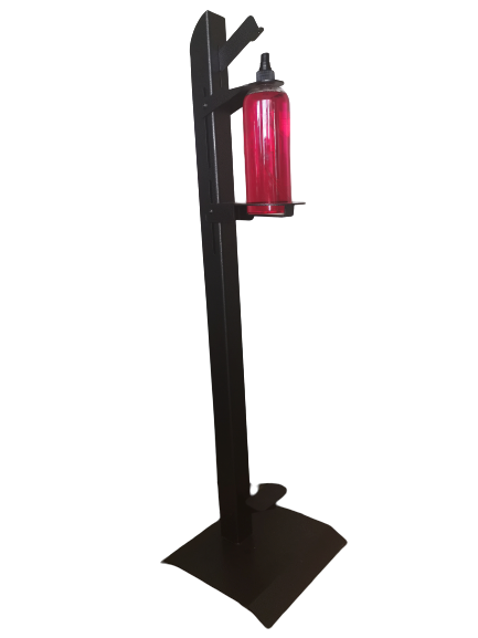 Mild steel powder coated foot operated sanitizer stand c/w 1lt bottle